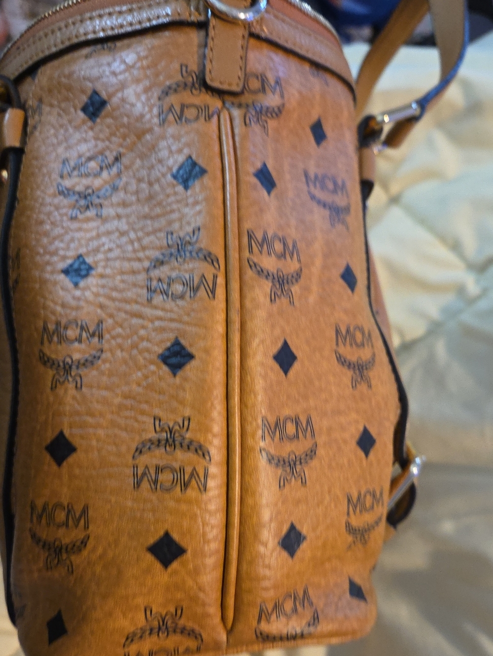 MCM Cognac Brown Visetos Monogram Satchel - Picture 5 of 8